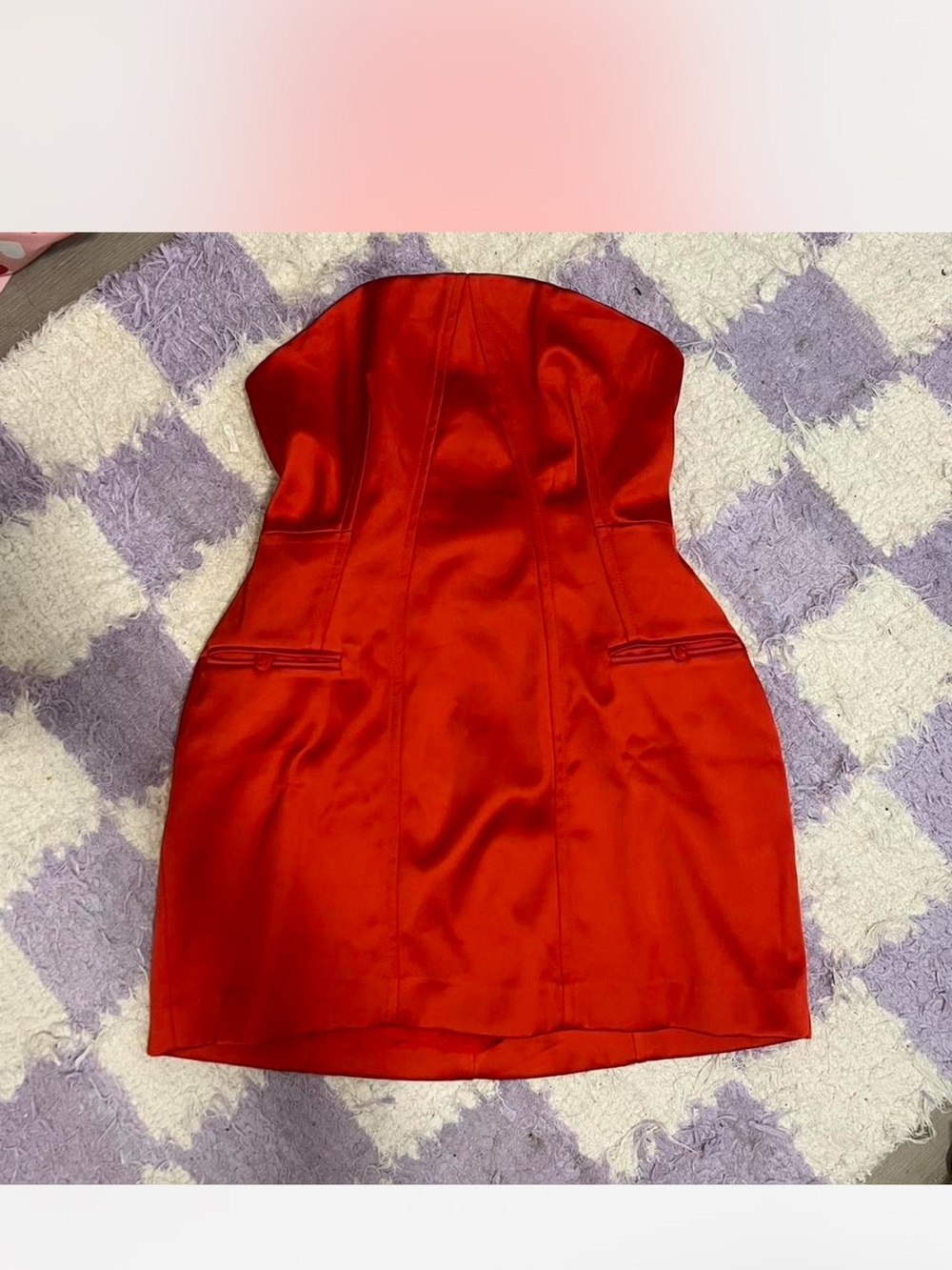 Anthropologie Sculpted Red Satin Mini Dress